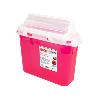 4625 Dynarex® 5.4-Quart Red Locking Sharps Container with Transparent Lid